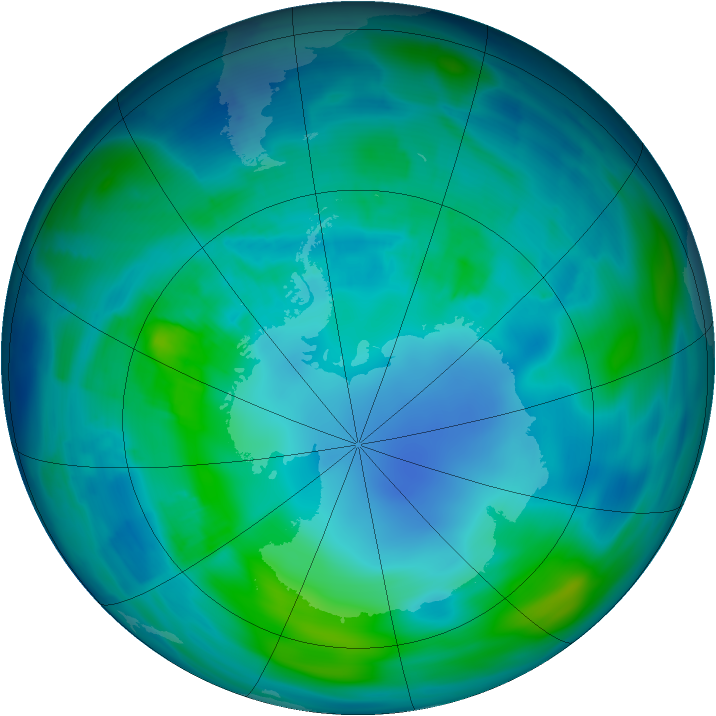 Antarctic ozone map for 17 April 2013